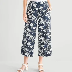 Liz Claiborne Linen Womens Wide Leg Mid Rise Cropped Pant