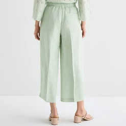 Liz Claiborne Linen Womens Wide Leg Mid Rise Cropped Pant