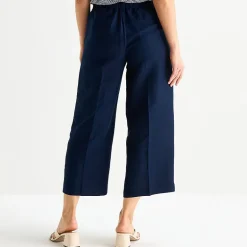 Liz Claiborne Linen Womens Wide Leg Mid Rise Cropped Pant