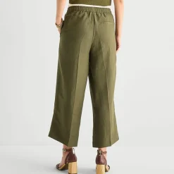 Liz Claiborne Linen Womens Wide Leg Mid Rise Cropped Pant