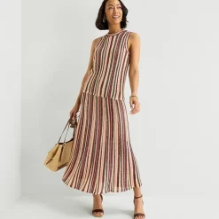 Liz Claiborne Lurex Metallic Womens Midi A-Line Skirt