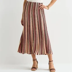 Liz Claiborne Lurex Metallic Womens Midi A-Line Skirt