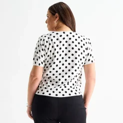 Liz Claiborne Plus Womens Crew Neck Short Sleeve Pullover Sweater