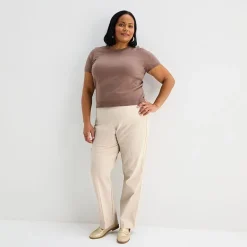 Liz Claiborne Plus Womens Crew Neck Short Sleeve Pullover Sweater