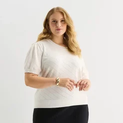 Liz Claiborne Plus Womens Short Sleeve Pullover Sweater