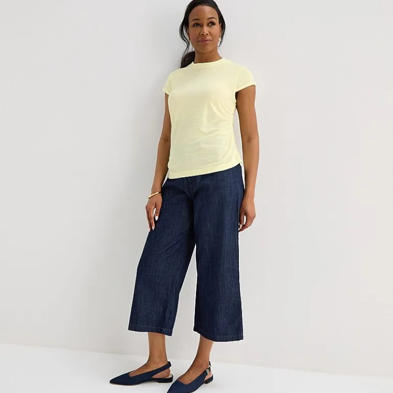 Liz Claiborne Ruched Womens Crew Neck Short Sleeve Blouse