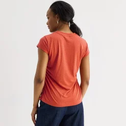 Liz Claiborne Ruched Womens Crew Neck Short Sleeve Blouse
