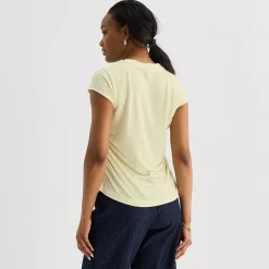 Liz Claiborne Ruched Womens Crew Neck Short Sleeve Blouse