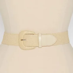 Liz Claiborne Stretch Raffia Belt With Covered Buckle Womens Belt