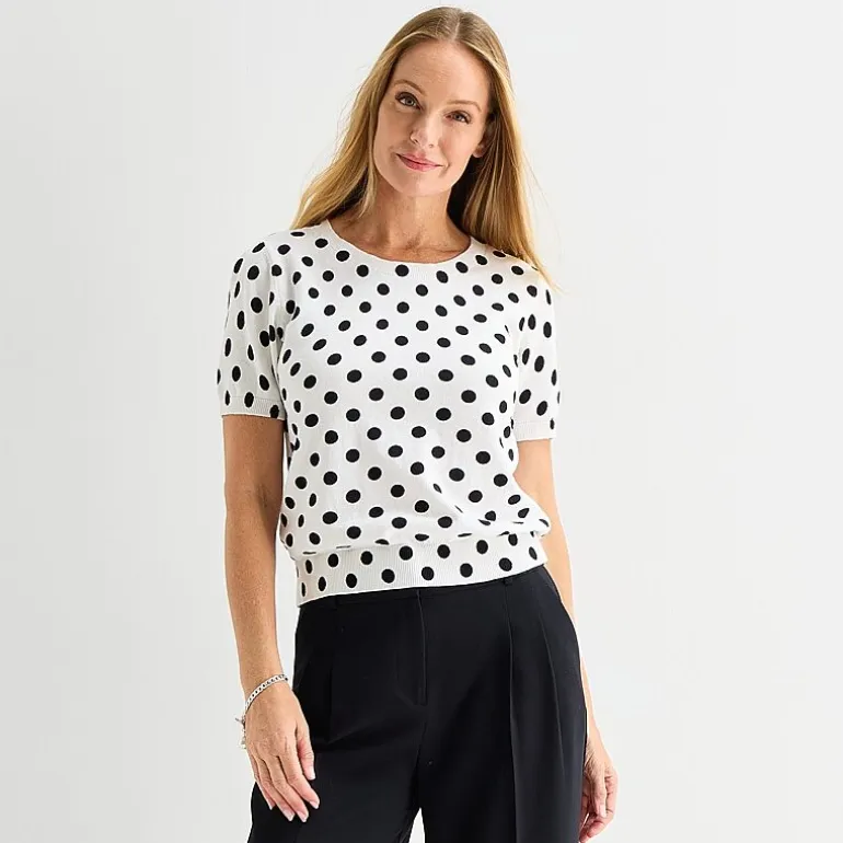 Liz Claiborne Tall Womens Crew Neck Short Sleeve Pullover Sweater
