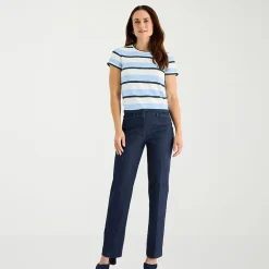 Liz Claiborne Tall Womens Crew Neck Short Sleeve Striped Pullover Sweater