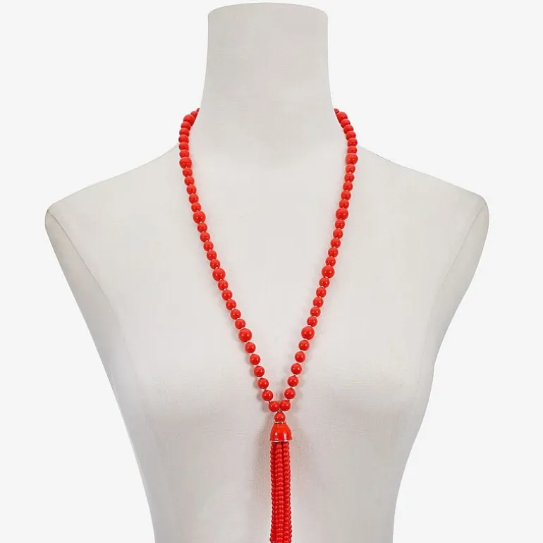 Liz Claiborne Tassel Womens 28 Inch Beaded Necklace