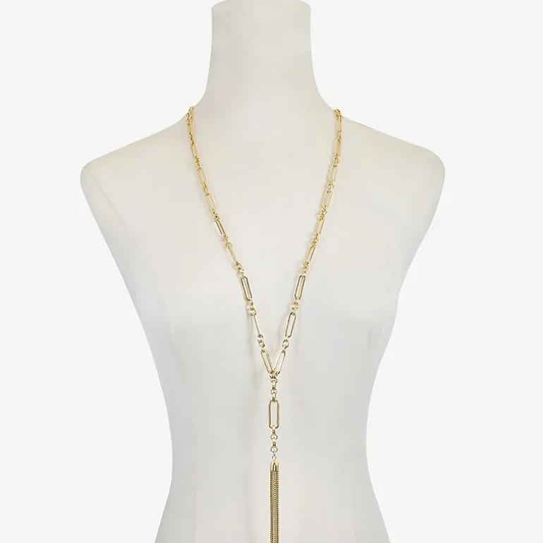 Liz Claiborne Tassle Womens Paperclip 32 Inch Pendant Necklace