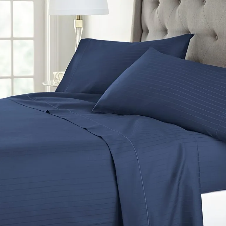 Liz Claiborne 600TC Cotton Sateen Dobby Stripe Wrinkle Free Sheet Set