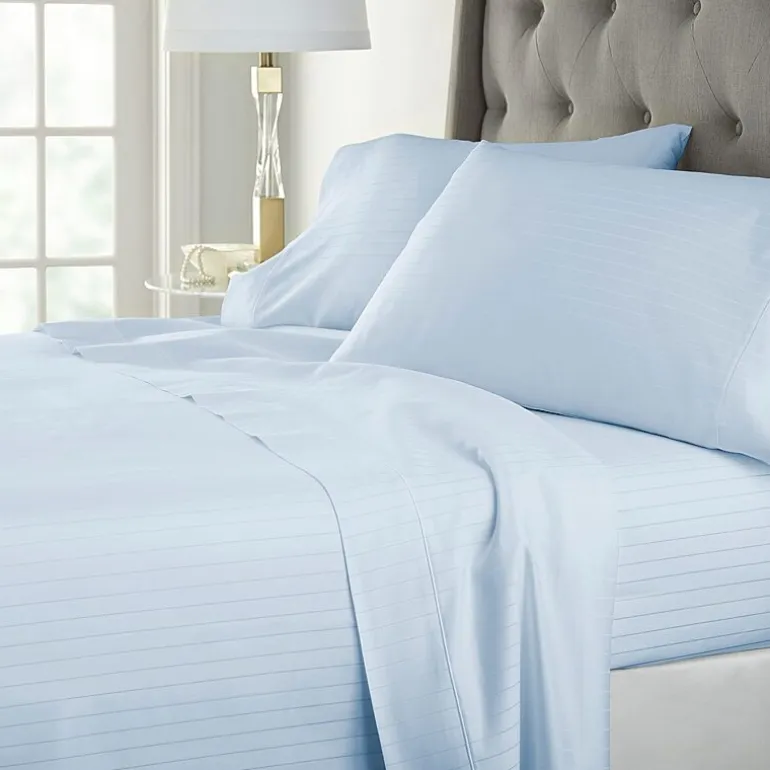 Liz Claiborne 600TC Cotton Sateen Dobby Stripe Wrinkle Free Sheet Set
