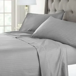 Liz Claiborne 600TC Cotton Sateen Dobby Stripe Wrinkle Free Sheet Set