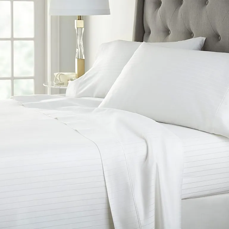 Liz Claiborne 600TC Cotton Sateen Dobby Stripe Wrinkle Free Sheet Set