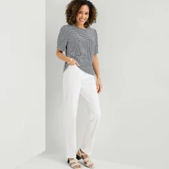 Liz Claiborne Textured Womens Crew Neck Short Sleeve Blouse