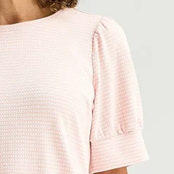 Liz Claiborne Textured Womens Crew Neck Short Sleeve Blouse