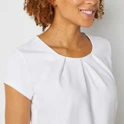 Liz Claiborne Texture Tee Womens Tall Round Neck Short Sleeve Blouse