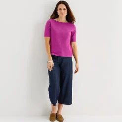 Liz Claiborne Womens Boat Neck Short Sleeve Blouse