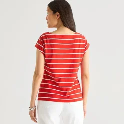 Liz Claiborne Womens Boat Neck Short Sleeve T-Shirt