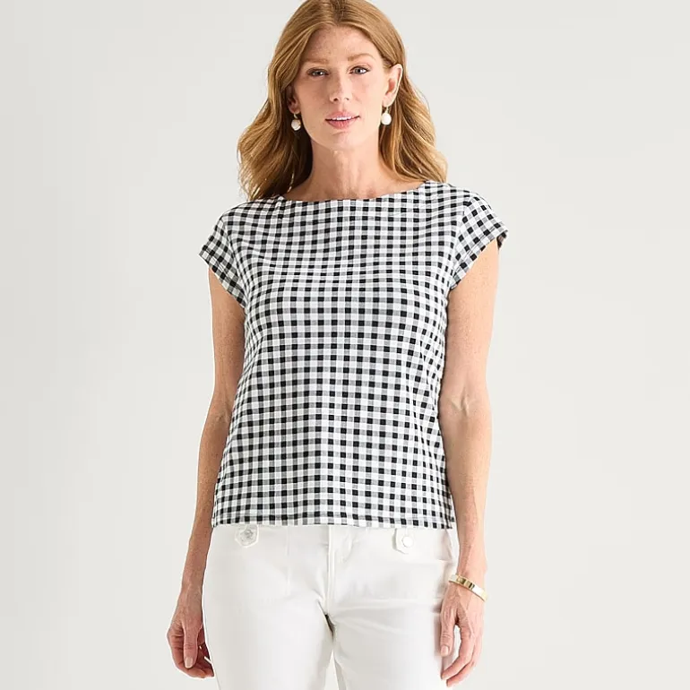 Liz Claiborne Womens Boat Neck Short Sleeve T-Shirt