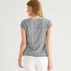 Liz Claiborne Womens Boat Neck Short Sleeve T-Shirt