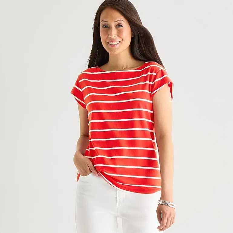 Liz Claiborne Womens Boat Neck Short Sleeve T-Shirt