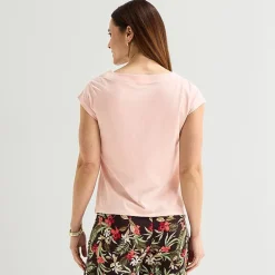 Liz Claiborne Womens Boat Neck Short Sleeve T-Shirt