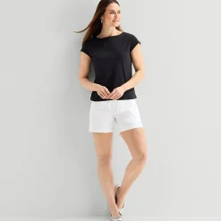 Liz Claiborne Womens Boat Neck Short Sleeve T-Shirt