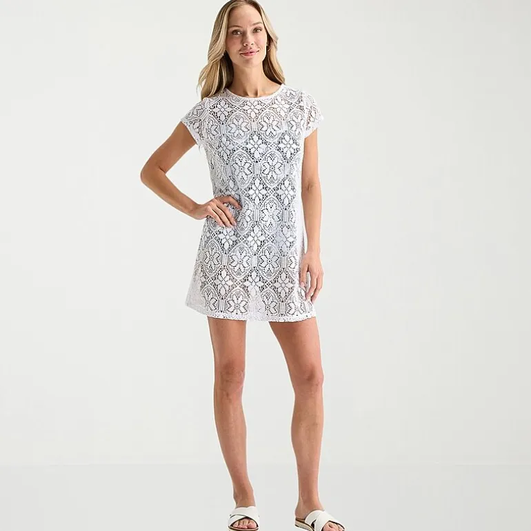 Liz Claiborne Womens Circles Crochet Dress Swimsuit Cover-Up