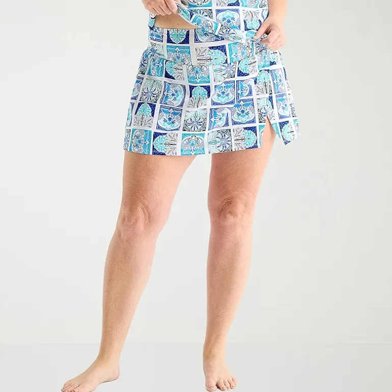 Liz Claiborne Womens Comfort Waistband Patchwork Plus Swim Skirt