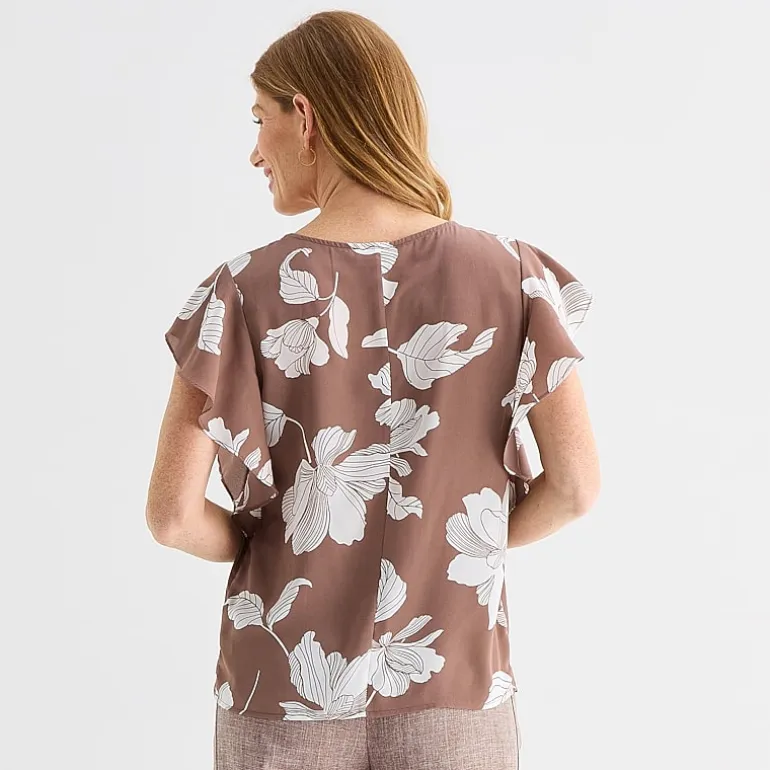 Liz Claiborne Womens Crew Neck Short Sleeve Blouse