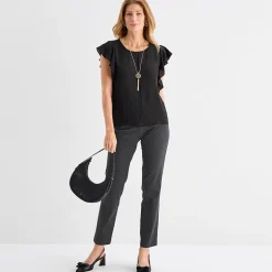 Liz Claiborne Womens Crew Neck Short Sleeve Blouse