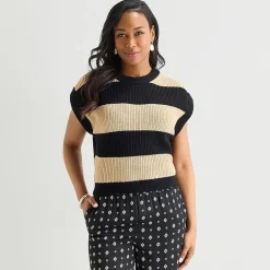 Liz Claiborne Womens Crew Neck Short Sleeve Pullover Sweater