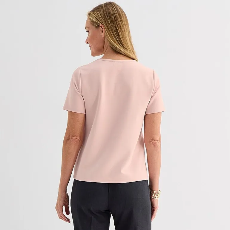 Liz Claiborne Womens Crew Neck Short Sleeve Blouse