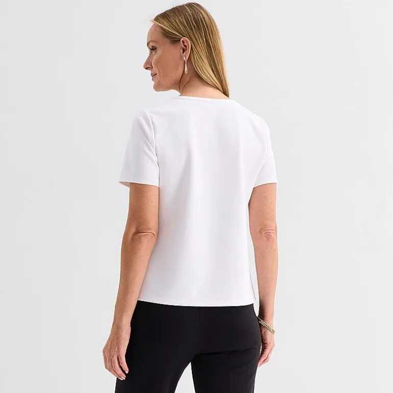 Liz Claiborne Womens Crew Neck Short Sleeve Blouse