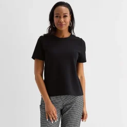 Liz Claiborne Womens Crew Neck Short Sleeve Blouse