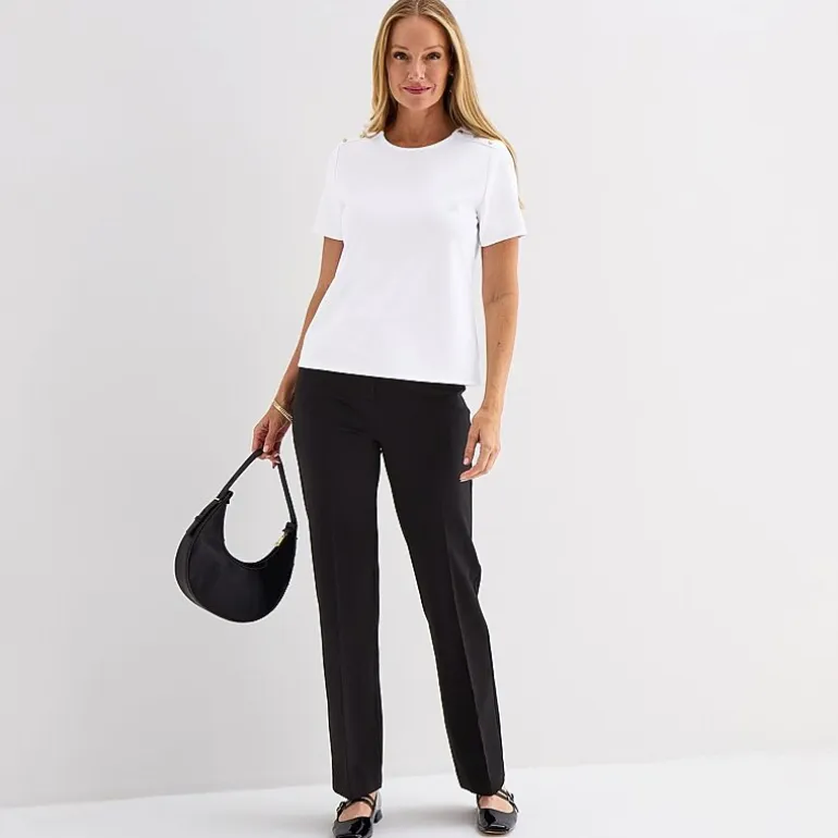 Liz Claiborne Womens Crew Neck Short Sleeve Blouse