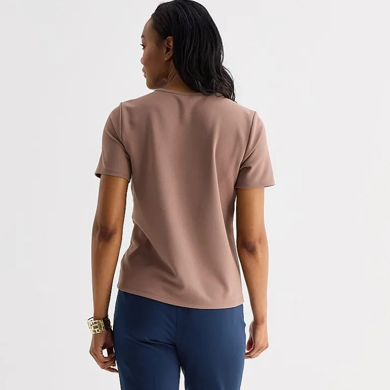 Liz Claiborne Womens Crew Neck Short Sleeve Blouse