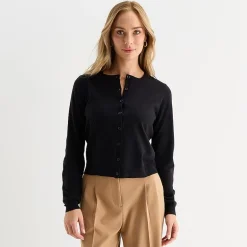 Liz Claiborne Womens Crew Neck Long Sleeve Tall Cardigan