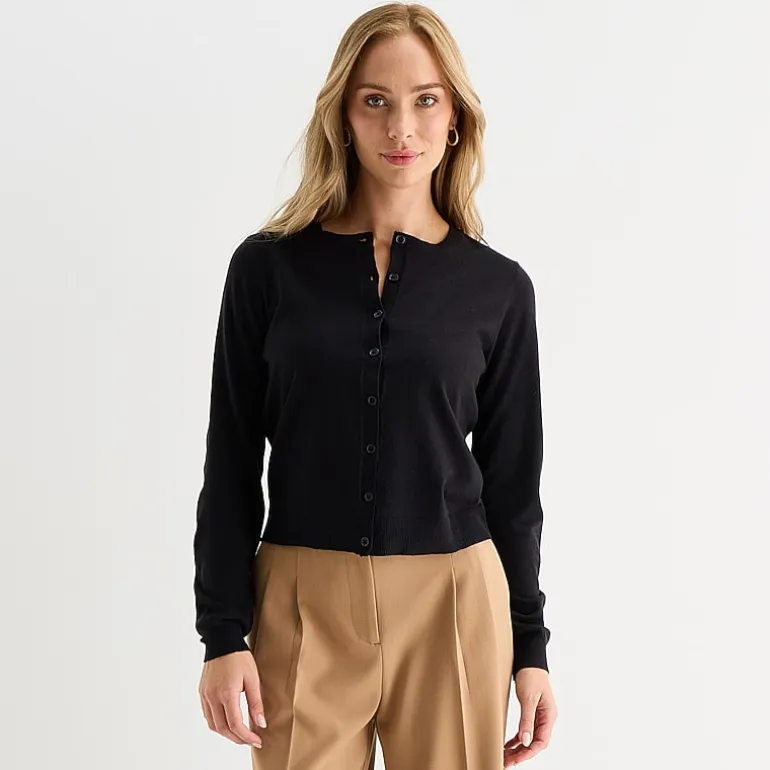 Liz Claiborne Womens Crew Neck Long Sleeve Tall Cardigan