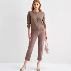 Liz Claiborne Womens Crew Neck Long Sleeve Tall Cardigan