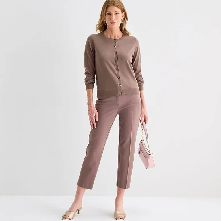 Liz Claiborne Womens Crew Neck Long Sleeve Tall Cardigan