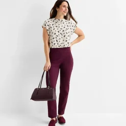 Liz Claiborne Womens Crew Neck Short Sleeve Blouse