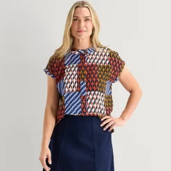 Liz Claiborne Womens Crew Neck Short Sleeve Blouse