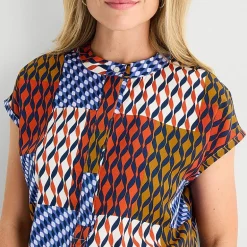 Liz Claiborne Womens Crew Neck Short Sleeve Blouse