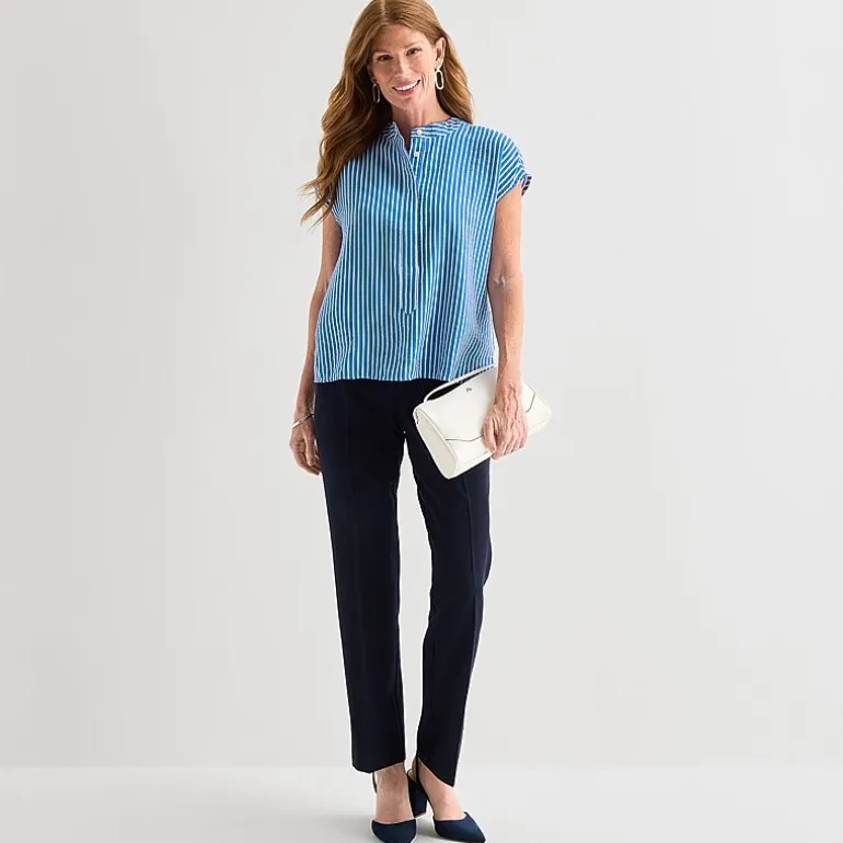 Liz Claiborne Womens Crew Neck Short Sleeve Blouse