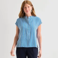 Liz Claiborne Womens Crew Neck Short Sleeve Blouse